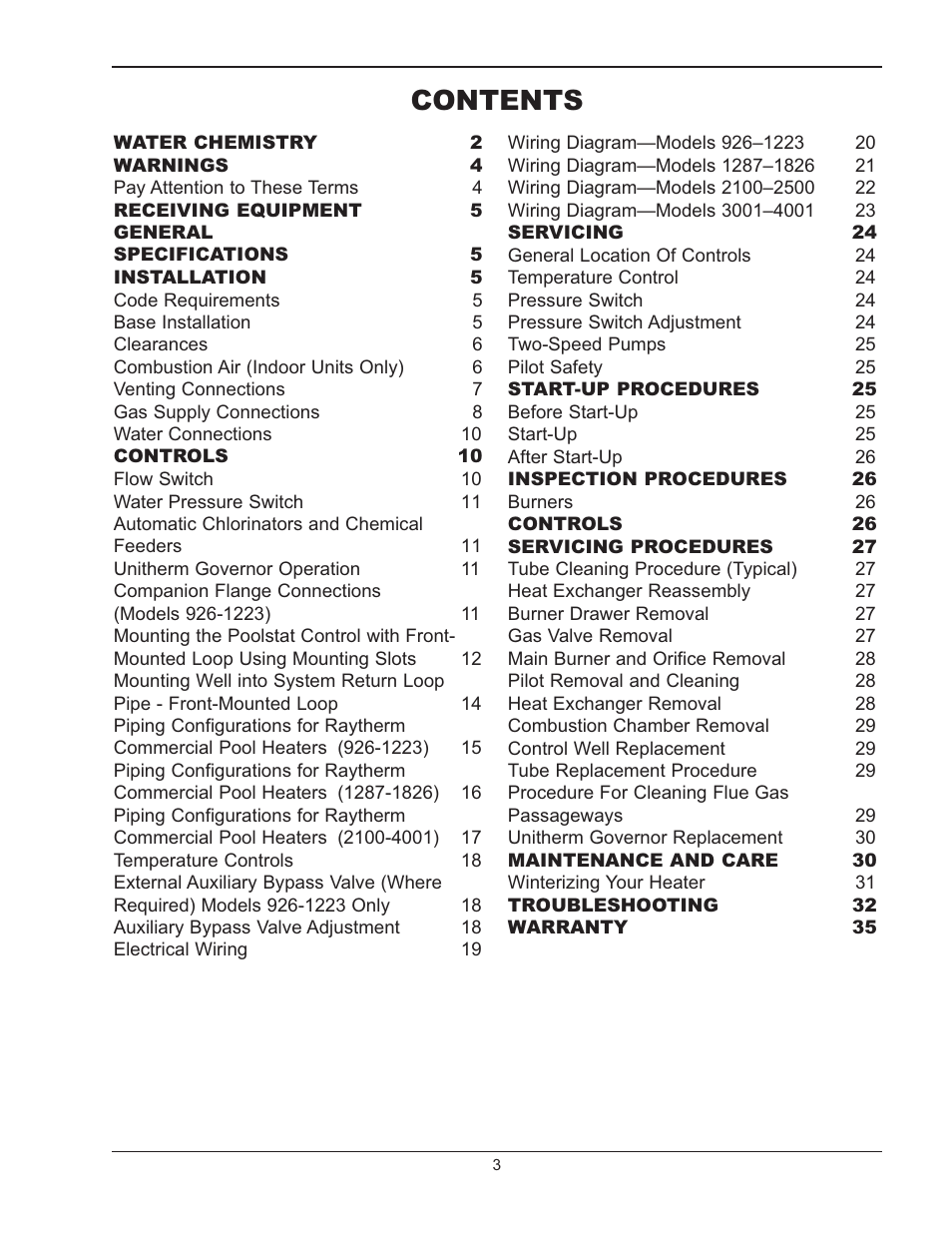 Raypak RAYTHERM P-926 User Manual | Page 3 / 36