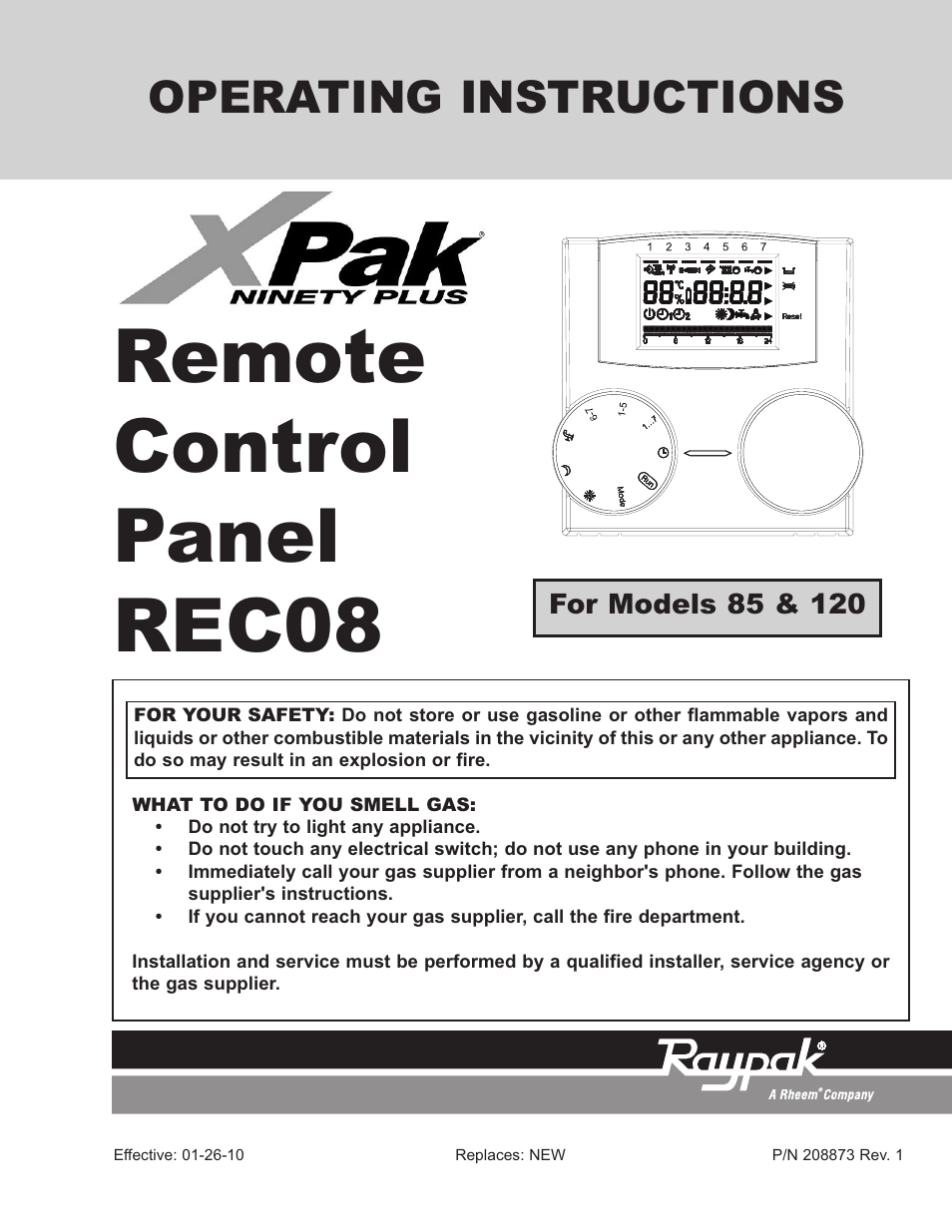 Raypak XPAK 120 User Manual | 12 pages