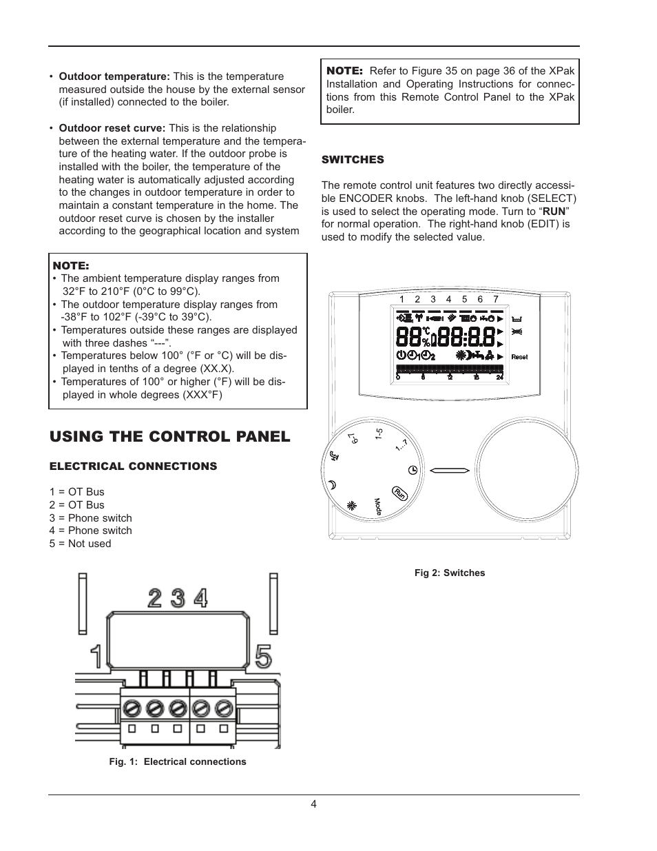 Using the control panel | Raypak XPAK 120 User Manual | Page 4 / 12