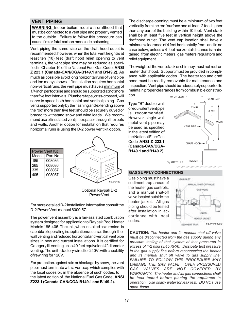 Vent piping | Raypak P-R185BL to P-R405BL User Manual | Page 17 / 52