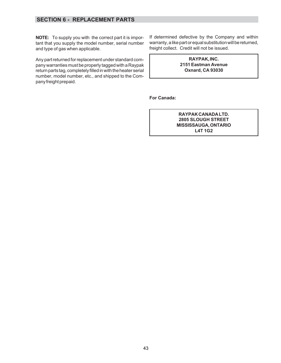 Raypak P-R185BL to P-R405BL User Manual | Page 43 / 52