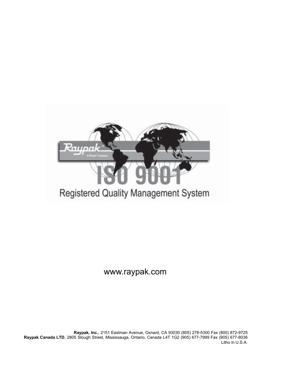 Raypak P-R185BL to P-R405BL User Manual | Page 52 / 52