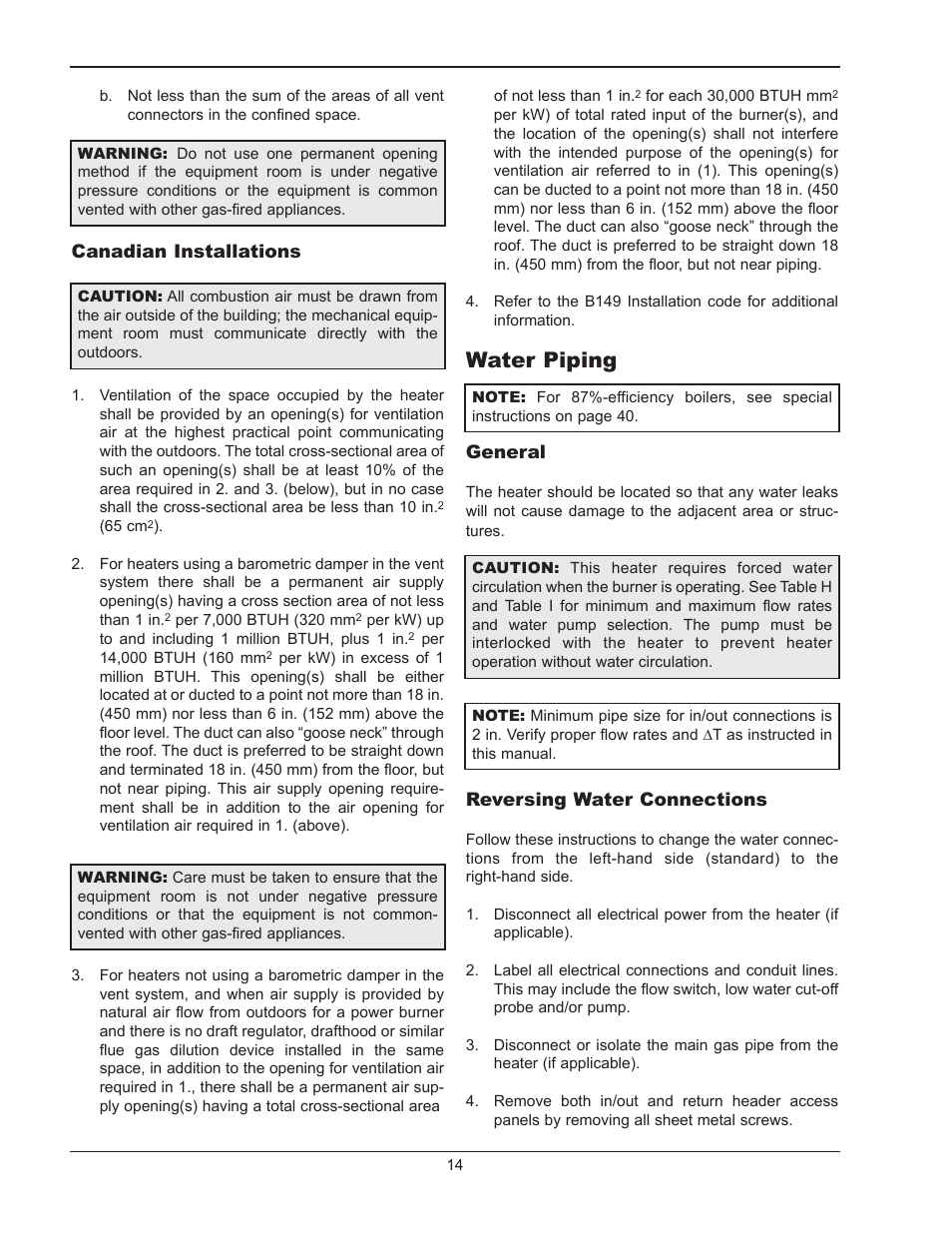 Water piping | Raypak HI DELTA 302B User Manual | Page 14 / 60