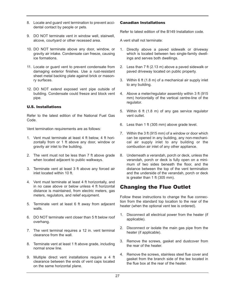 Changing the flue outlet | Raypak HI DELTA 302B User Manual | Page 27 / 60