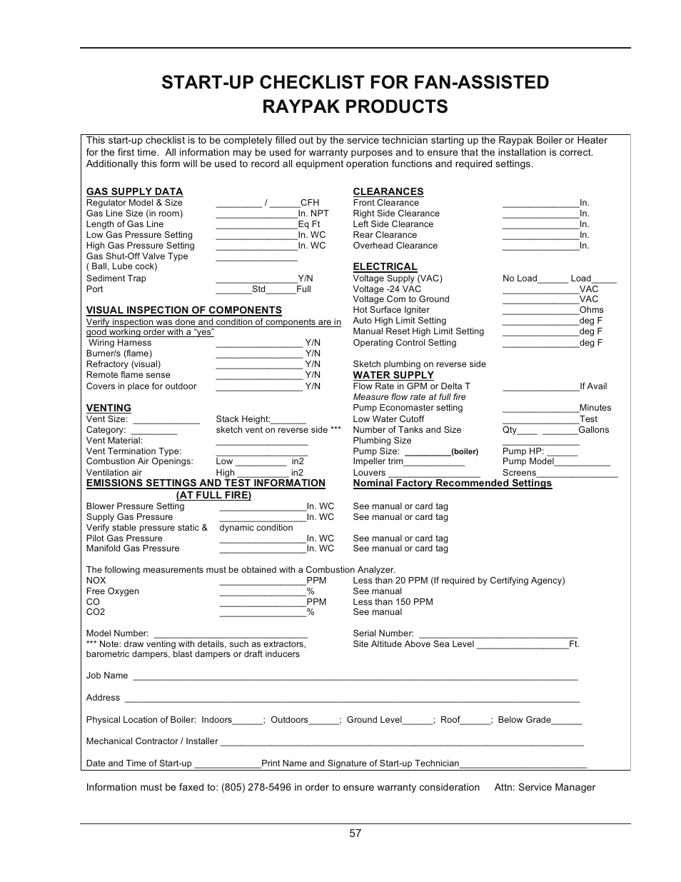 Raypak HI DELTA 302B User Manual | Page 57 / 60