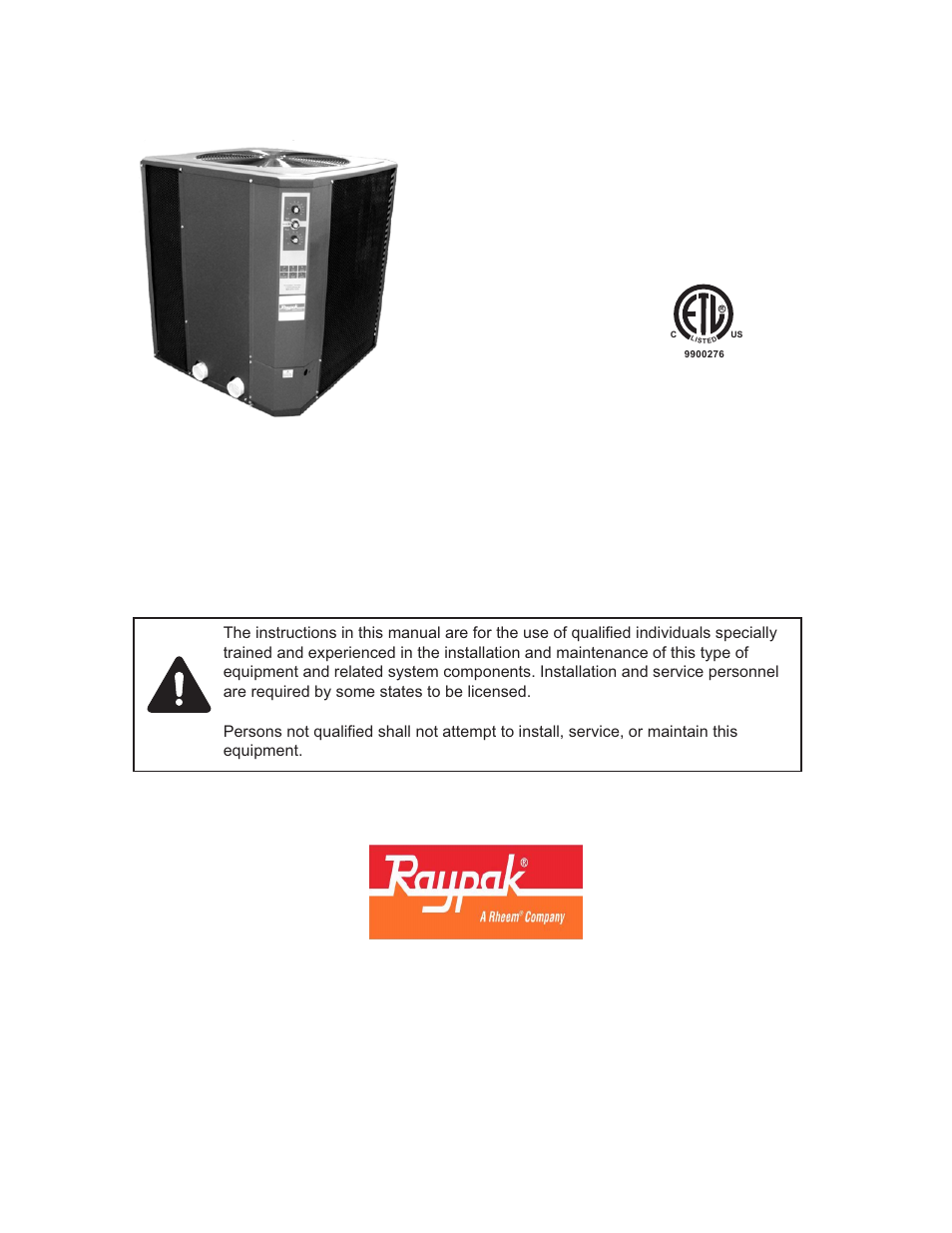 Raypak 8300 User Manual | 13 pages