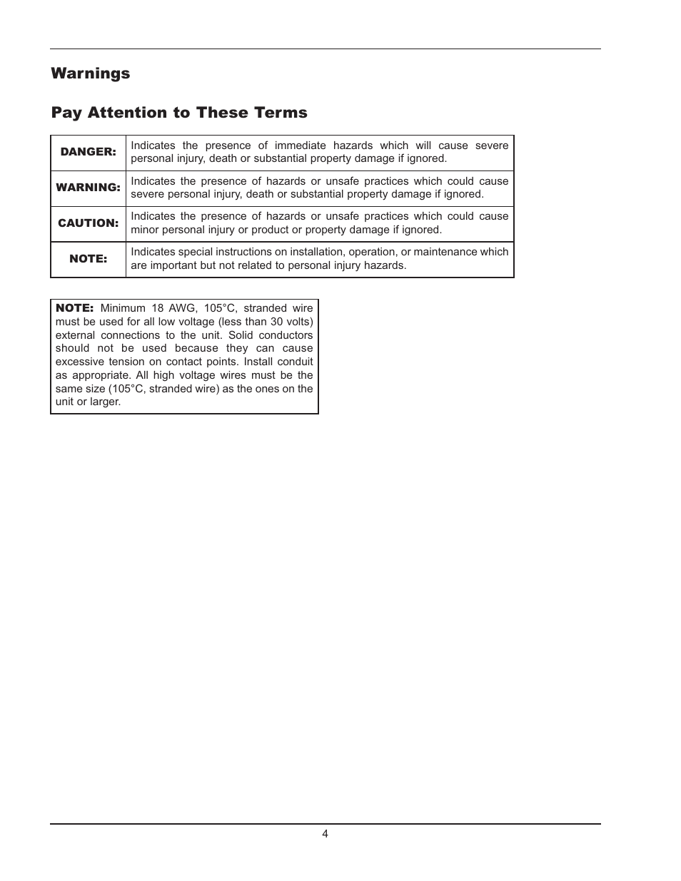 Warnings pay attention to these terms | Raypak Power Vent D2 User Manual | Page 4 / 16
