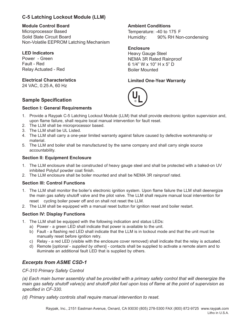 Raypak Latching Lockout Module C-5 User Manual | Page 2 / 2