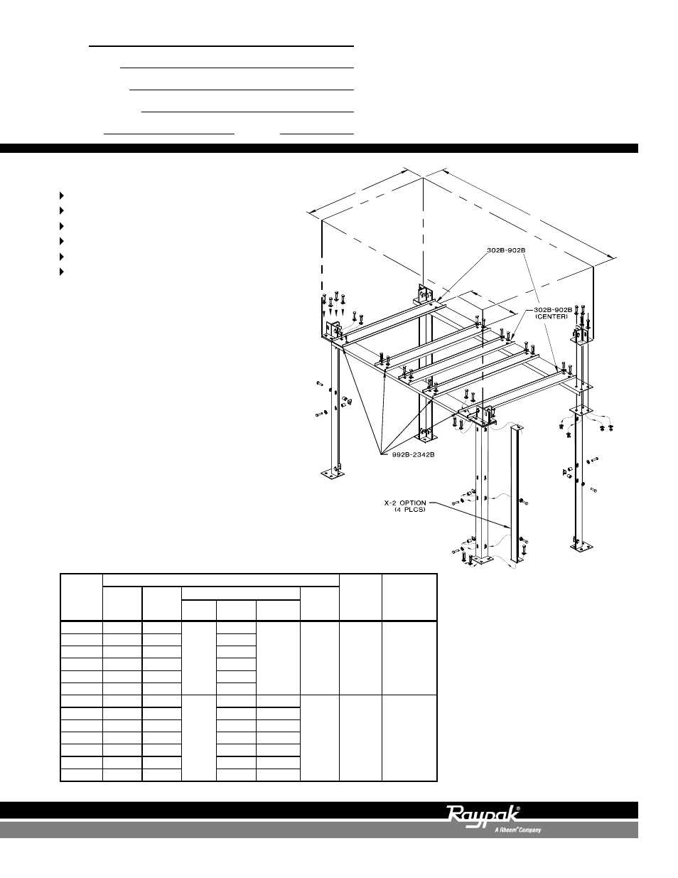 Raypak SureRack Kit 302B-2342B User Manual | 2 pages