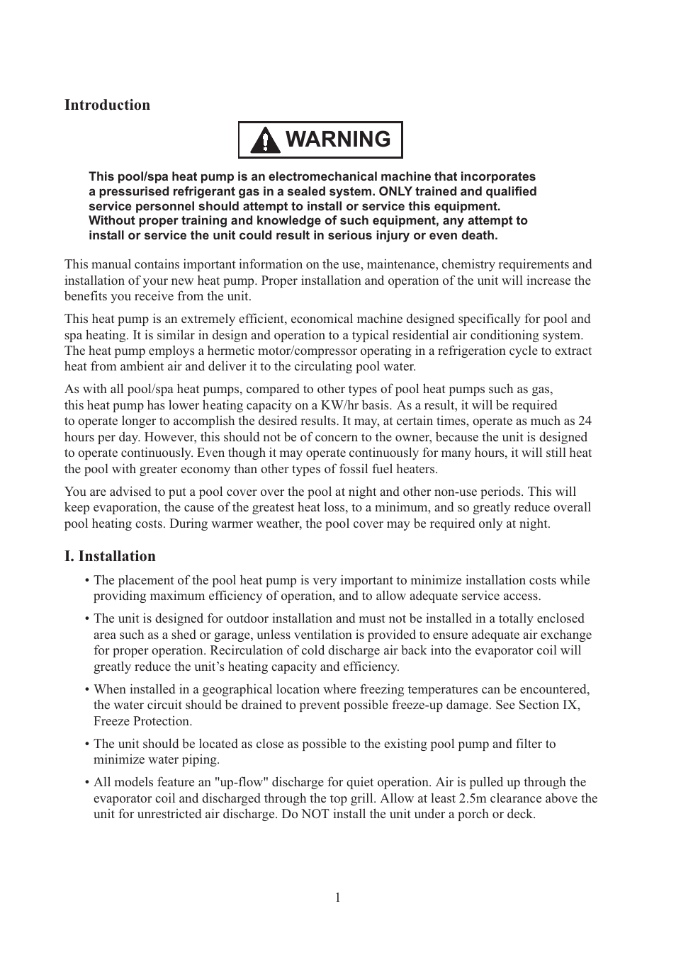 Warning | Raypak RHP 33 User Manual | Page 4 / 19