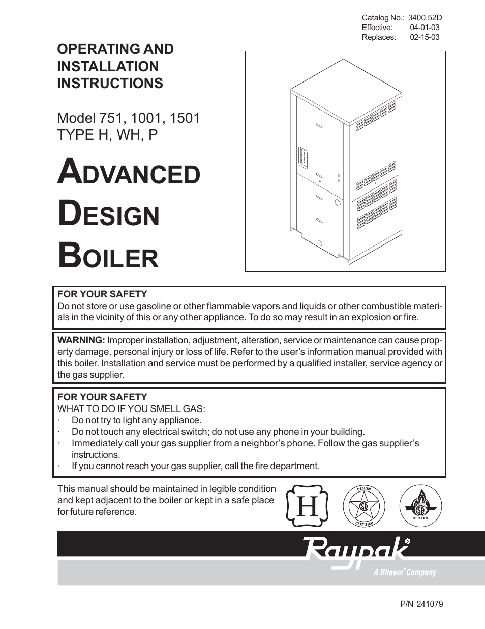 Raypak 1501 User Manual | 76 pages
