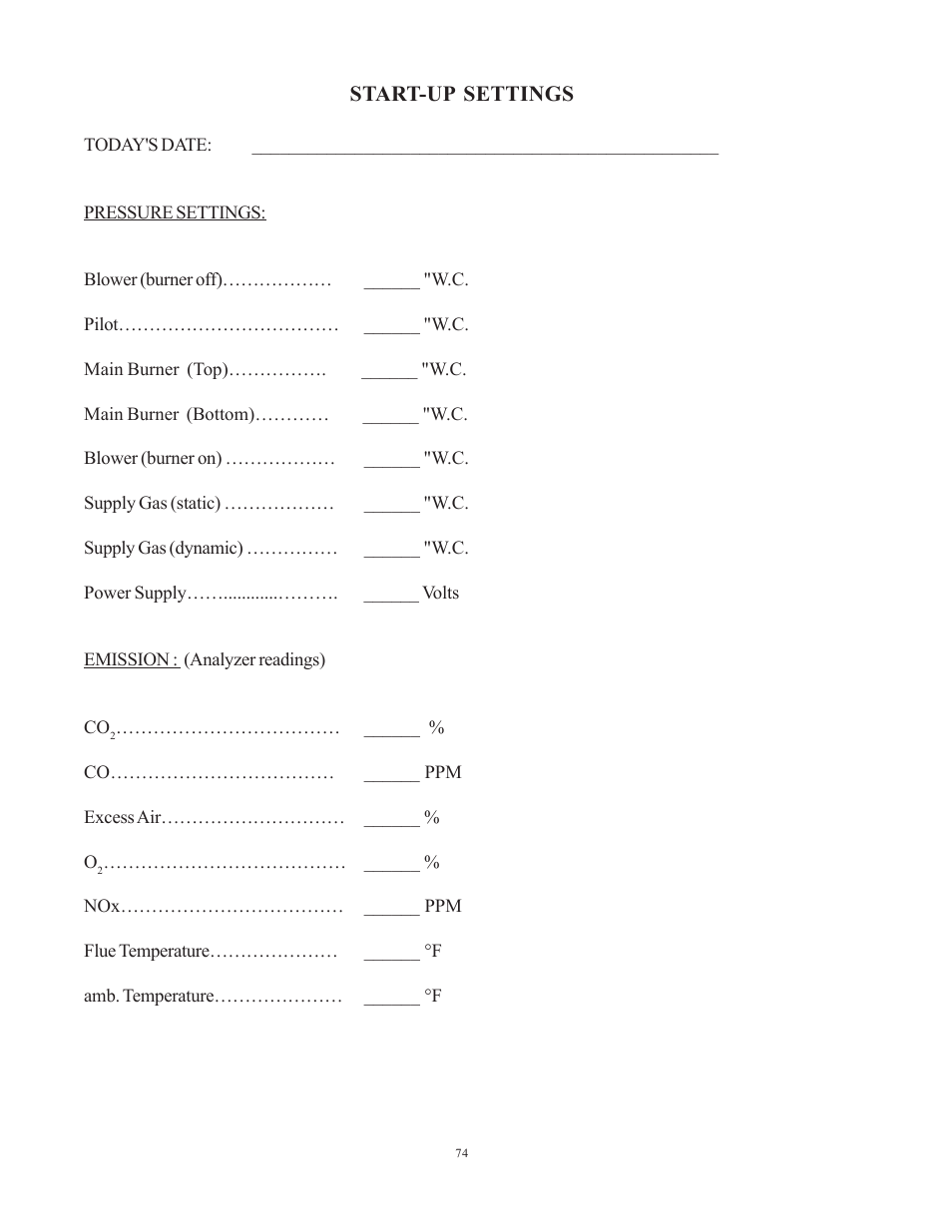 Start-up settings | Raypak 1501 User Manual | Page 74 / 76