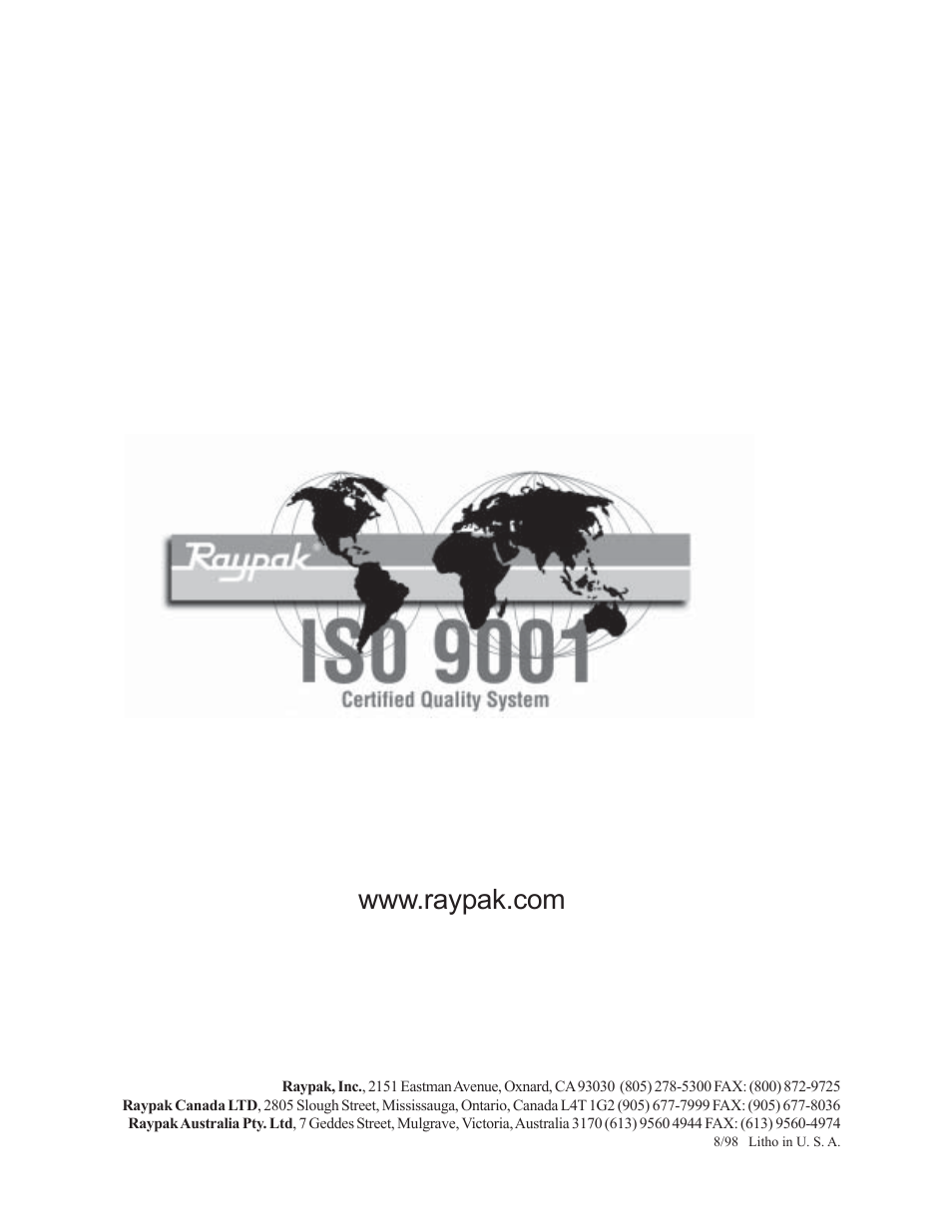 Raypak 1501 User Manual | Page 76 / 76