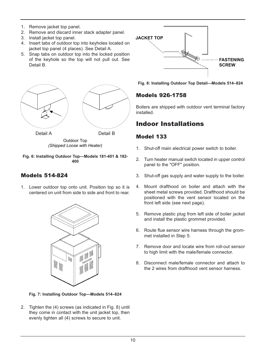 Indoor installations | Raypak RAYTHERM 133-4001 User Manual | Page 10 / 44