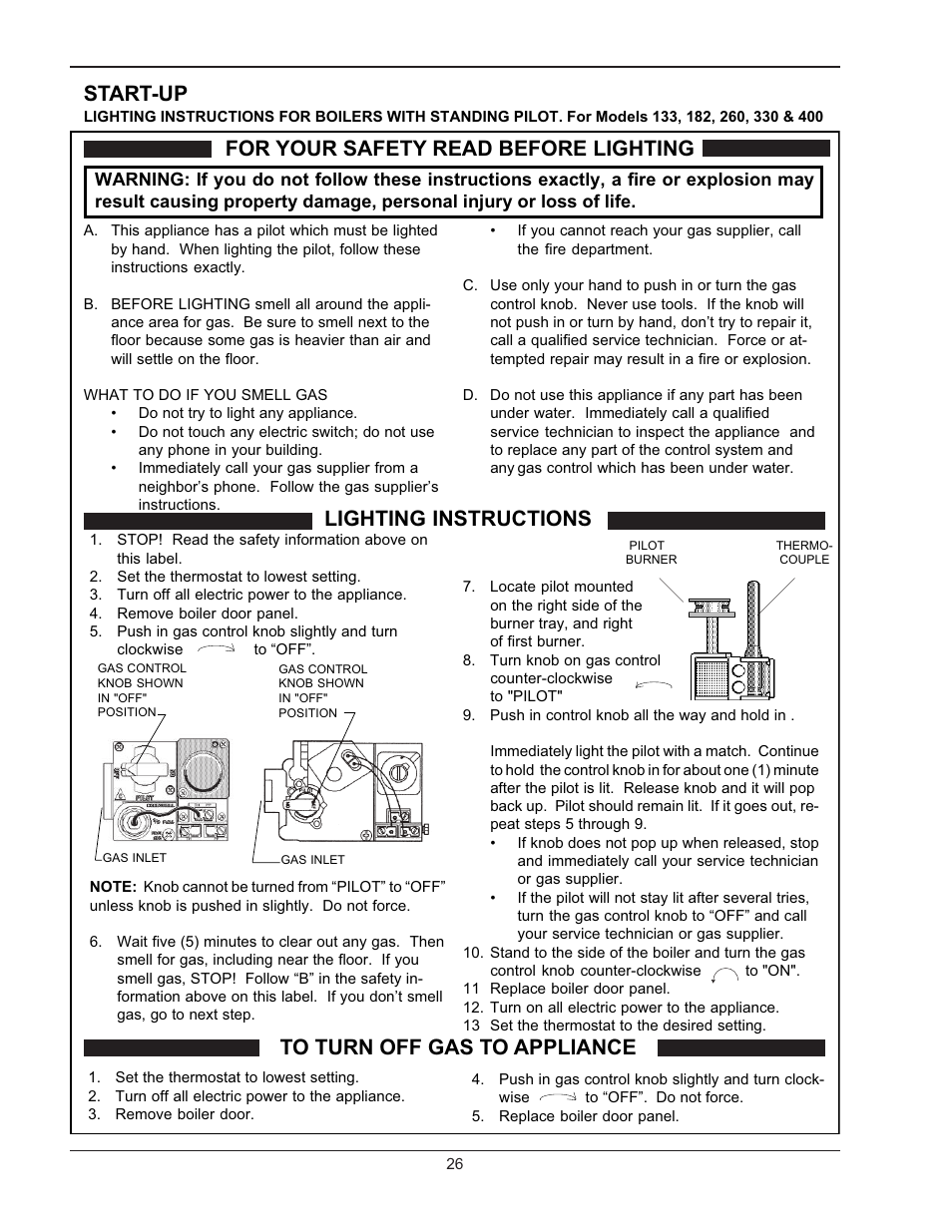 Start-up | Raypak RAYTHERM 133-4001 User Manual | Page 26 / 44