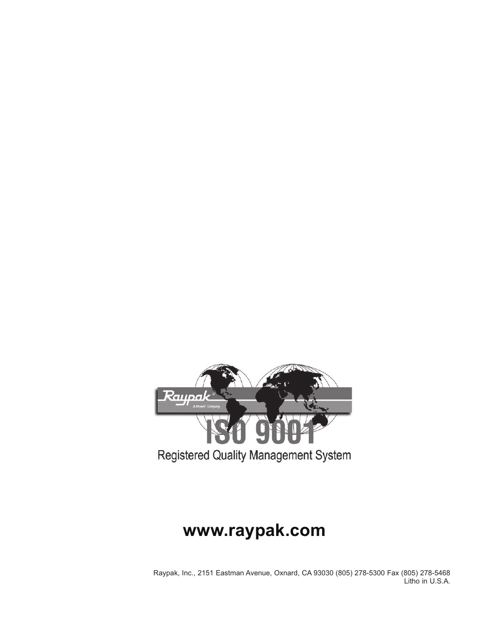 Raypak RAYTHERM 133-4001 User Manual | Page 44 / 44