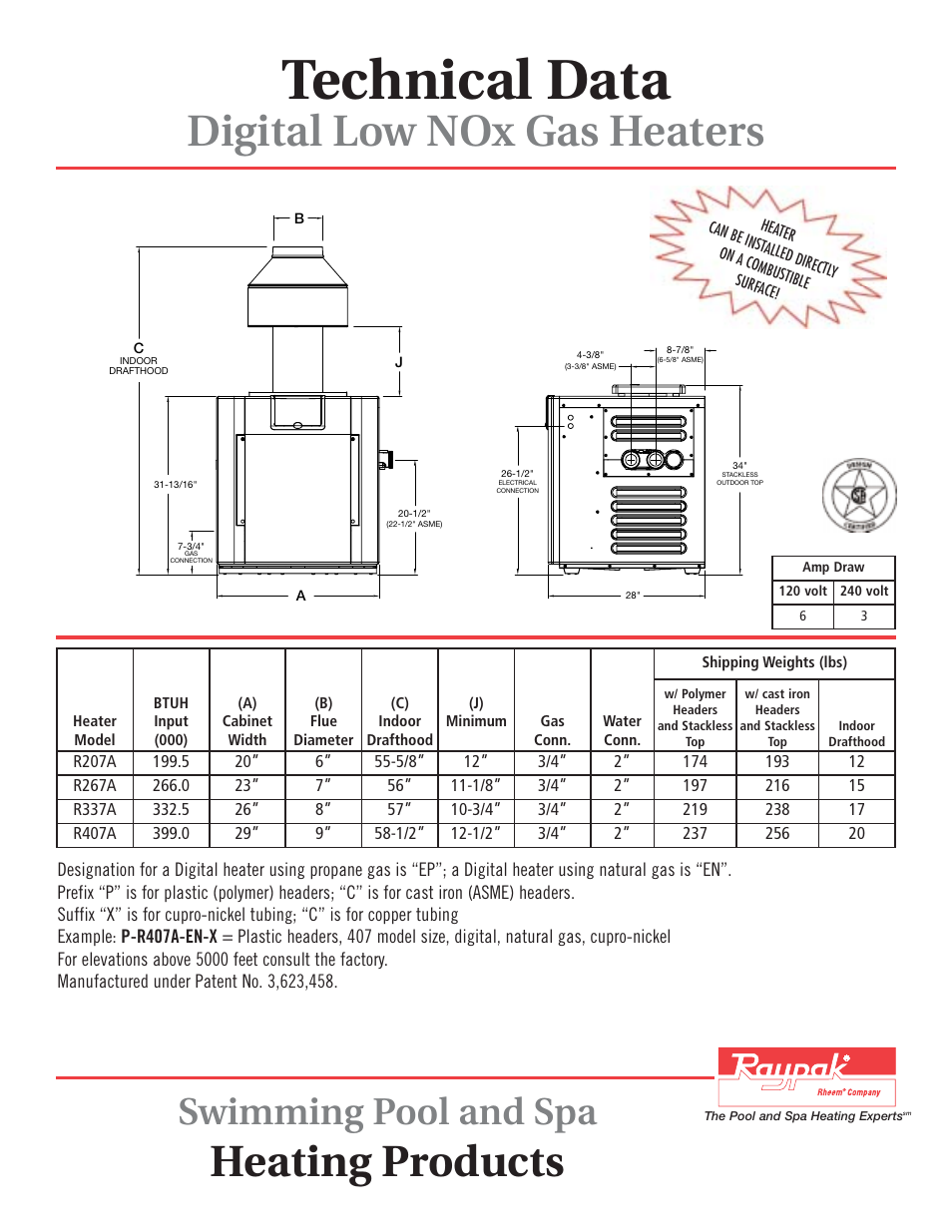 Raypak Gas Heaters User Manual | 2 pages