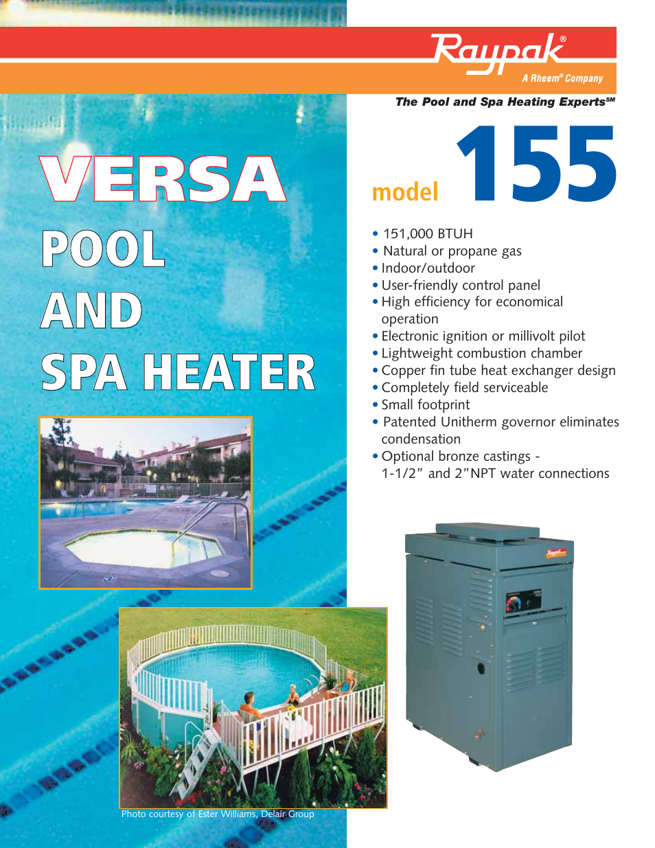 Raypak Versa 155 User Manual | 2 pages