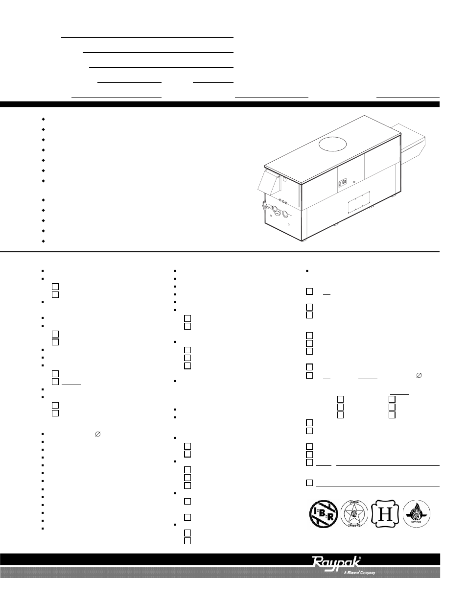 Raypak Hydronic Heating Boiler 992BE-2342BE User Manual | 2 pages