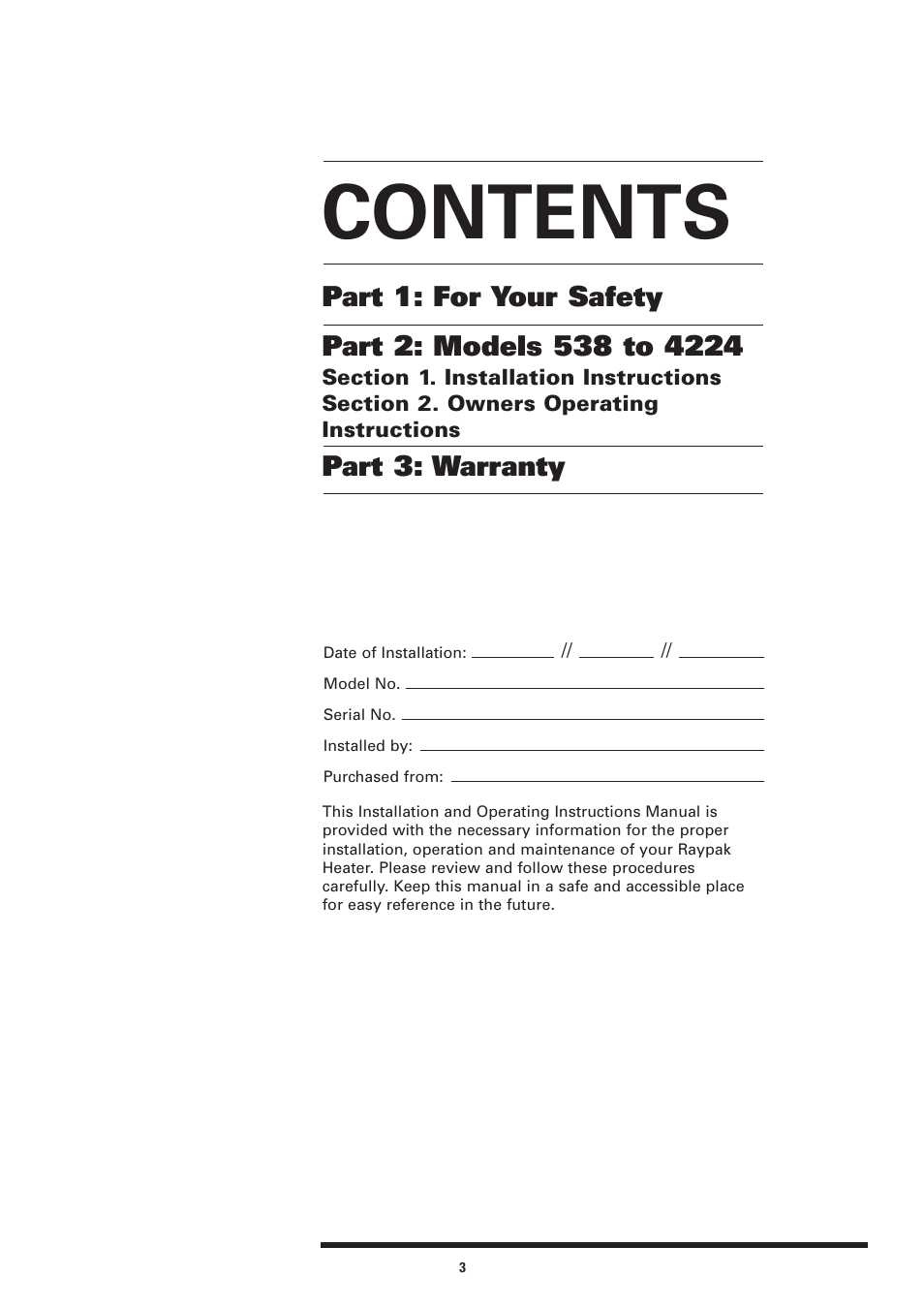 Raypak 538 To 4224 User Manual | Page 2 / 18