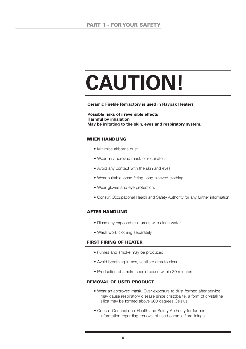 Caution | Raypak 538 To 4224 User Manual | Page 4 / 18