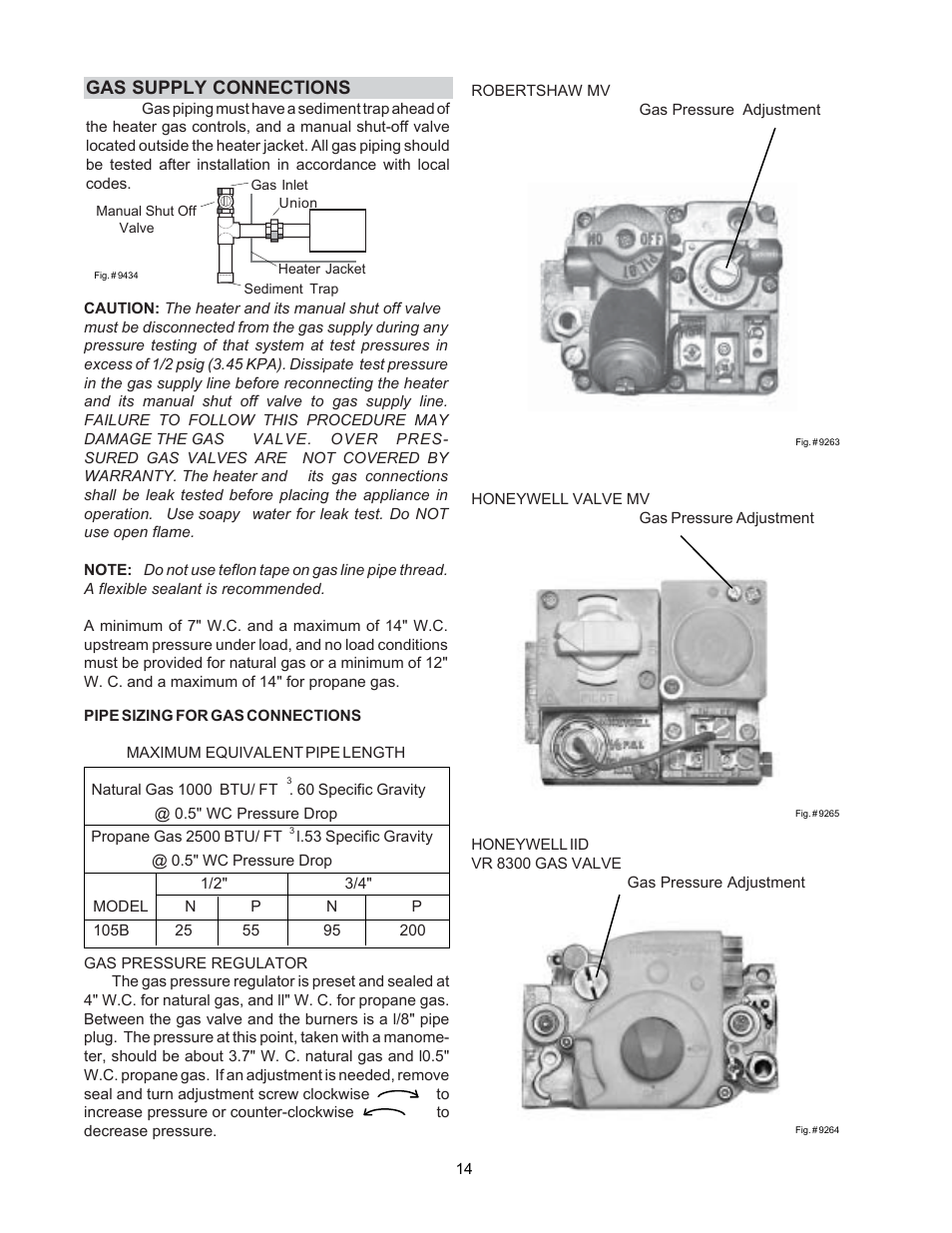 Gas supply connections | Raypak Versa 105B User Manual | Page 14 / 32