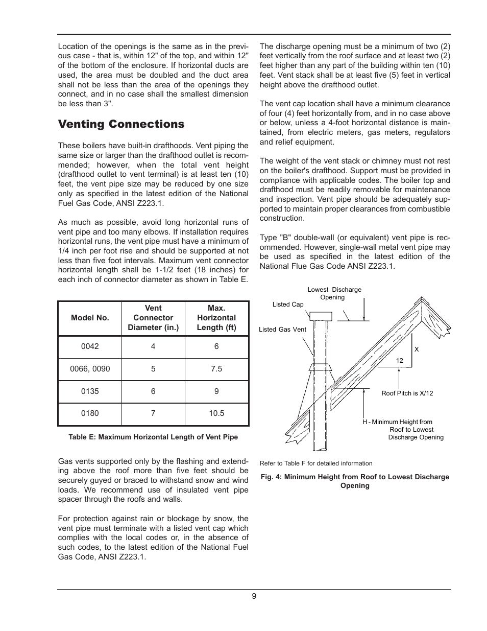 Installation, Venting connections | Raypak RAYTHERM 0180B User Manual | Page 9 / 40