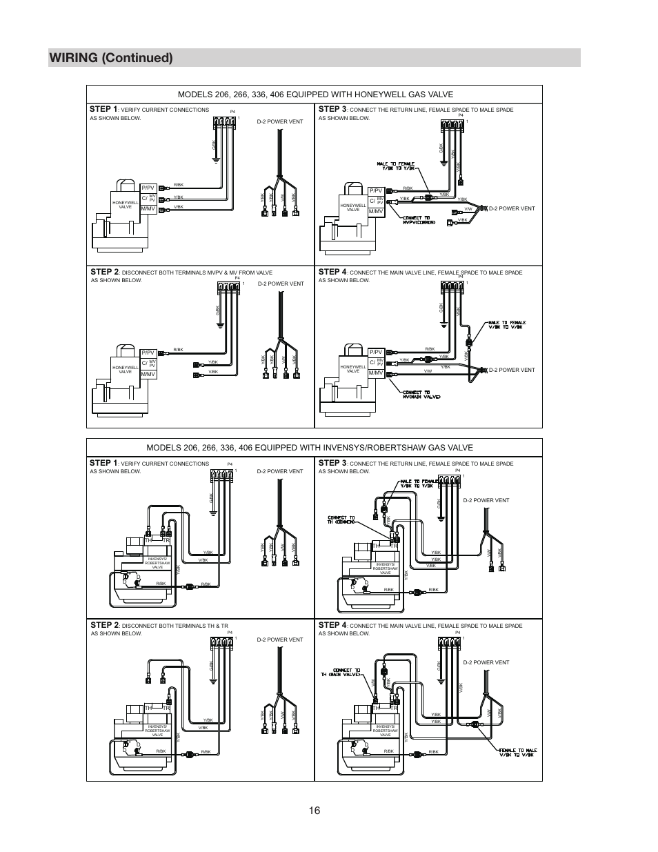 Wiring (continued), Step 4, Step 3 | Step 2, Step 1 | Raypak D-2 POWER VENT 206A User Manual | Page 16 / 20