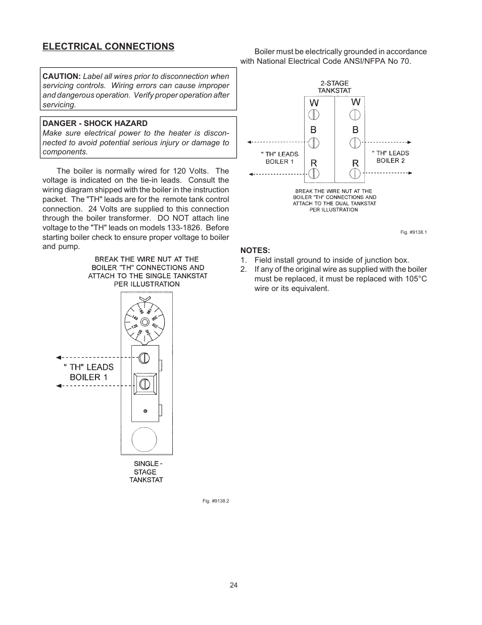Electrical connections | Raypak RAYTHERM 0133-4001 User Manual | Page 24 / 41
