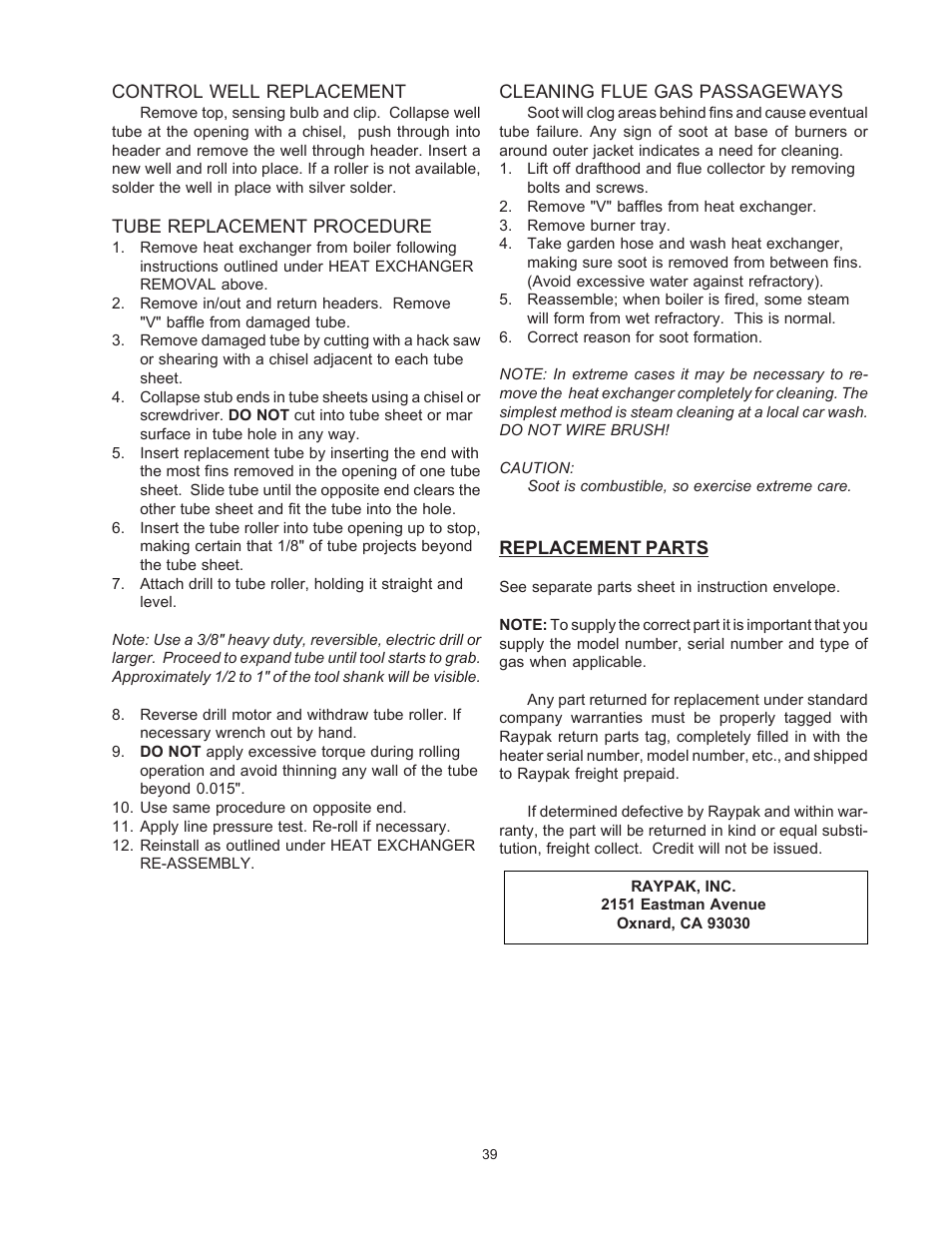 Raypak RAYTHERM 0133-4001 User Manual | Page 39 / 41