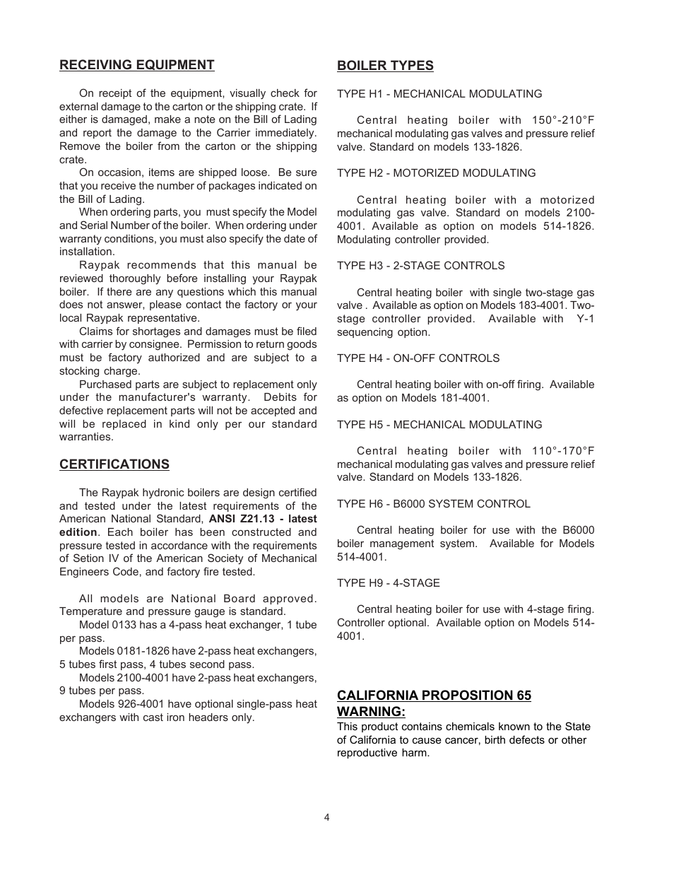 Raypak RAYTHERM 0133-4001 User Manual | Page 4 / 41