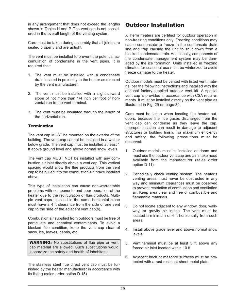 Outdoor installation | Raypak 1005 User Manual | Page 29 / 56