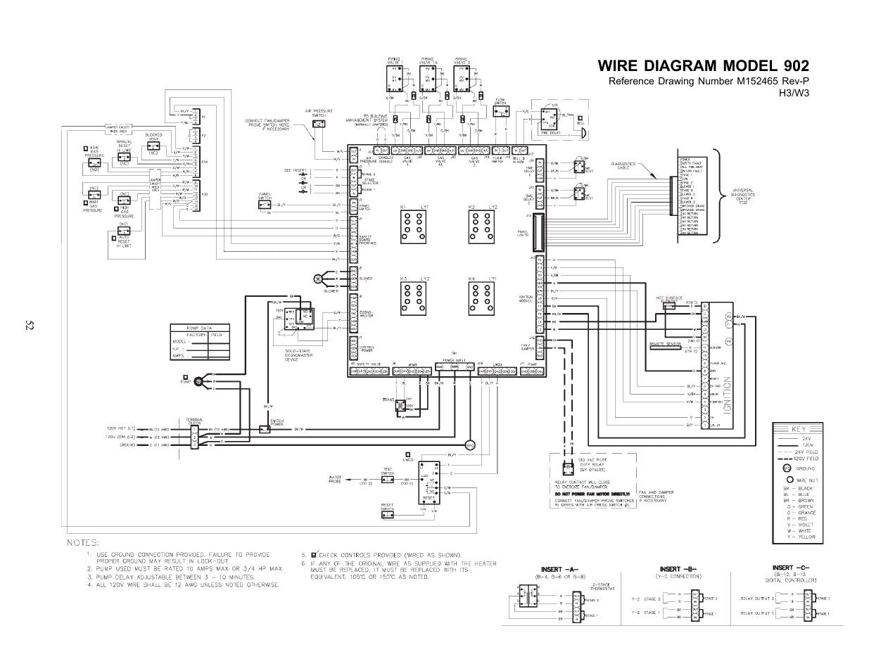 Wire diagram model 902 | Raypak 302-902 User Manual | Page 52 / 65