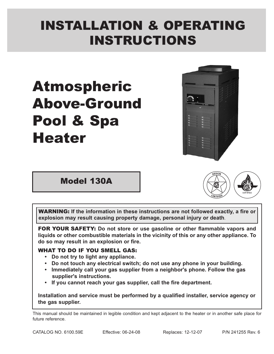 Raypak 130A User Manual | 35 pages