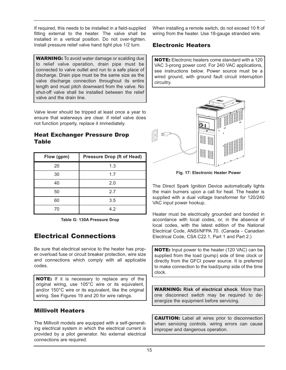 Electrical connections | Raypak 130A User Manual | Page 15 / 35