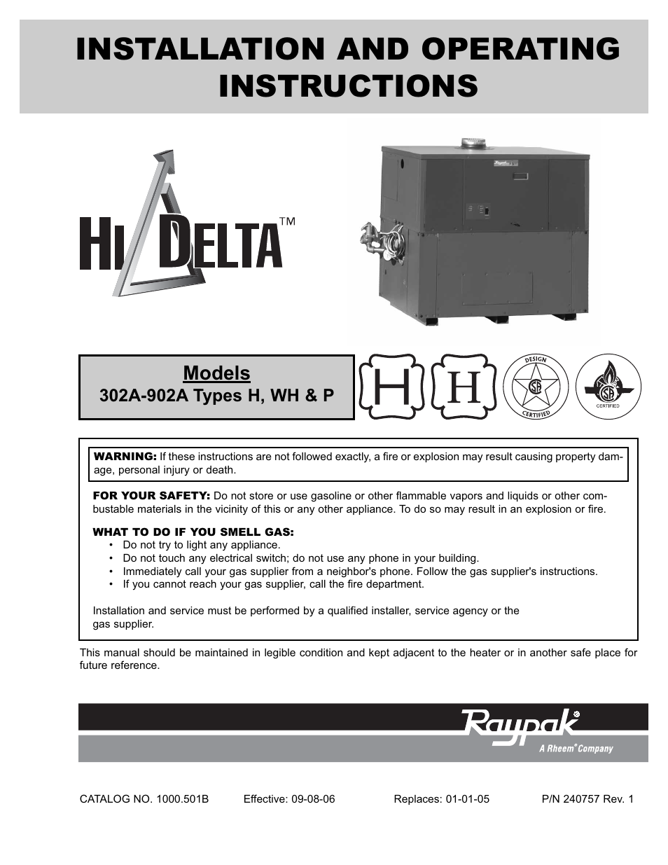 Raypak Hi Delta 302A-902A User Manual | 56 pages