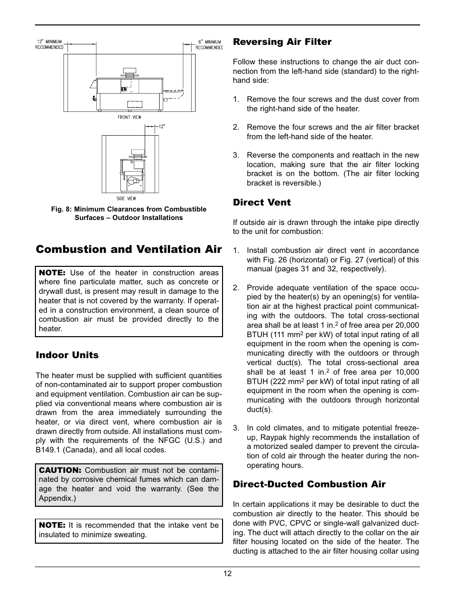 Combustion and ventilation air | Raypak Hi Delta 302A-902A User Manual | Page 12 / 56