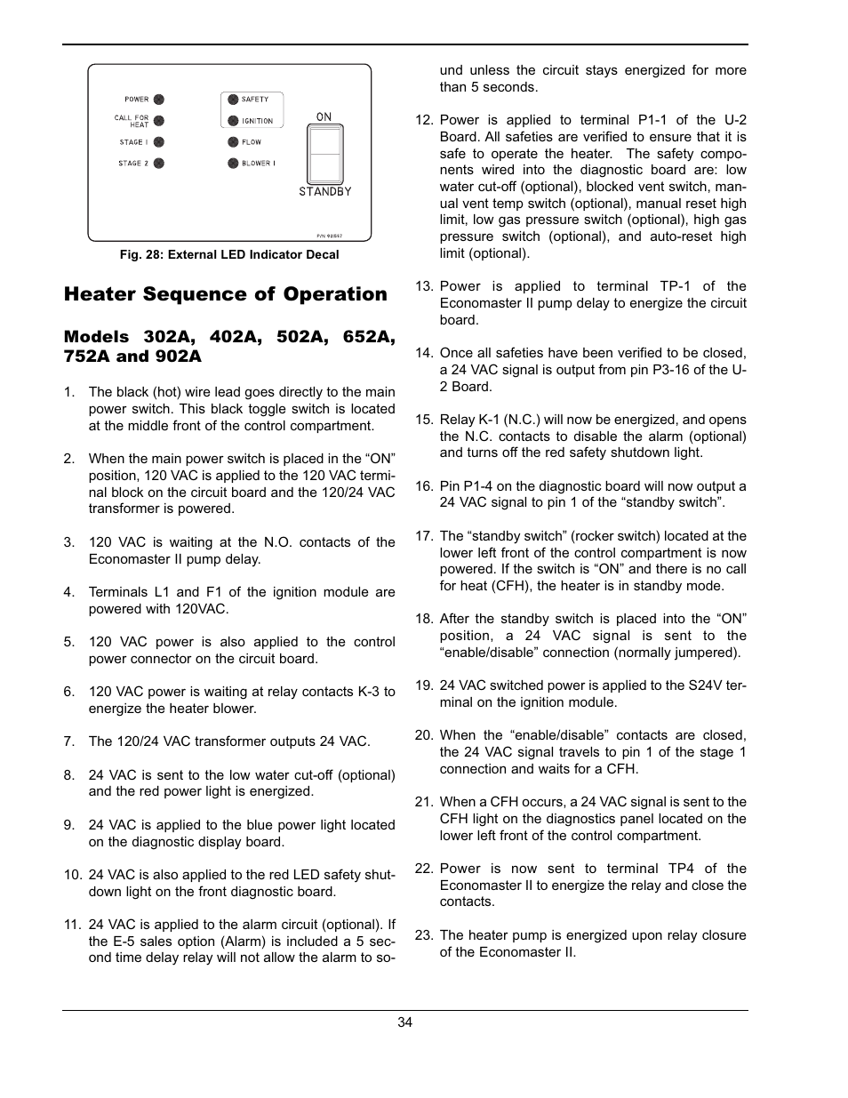 Heater sequence of operation | Raypak Hi Delta 302A-902A User Manual | Page 34 / 56
