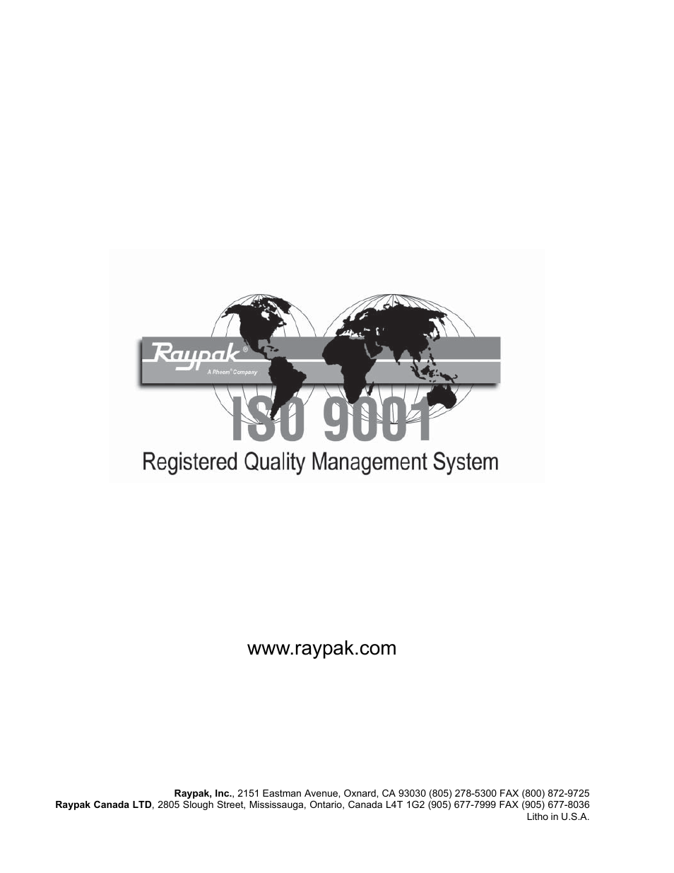 Raypak P-R185B To P-R405B User Manual | Page 52 / 52