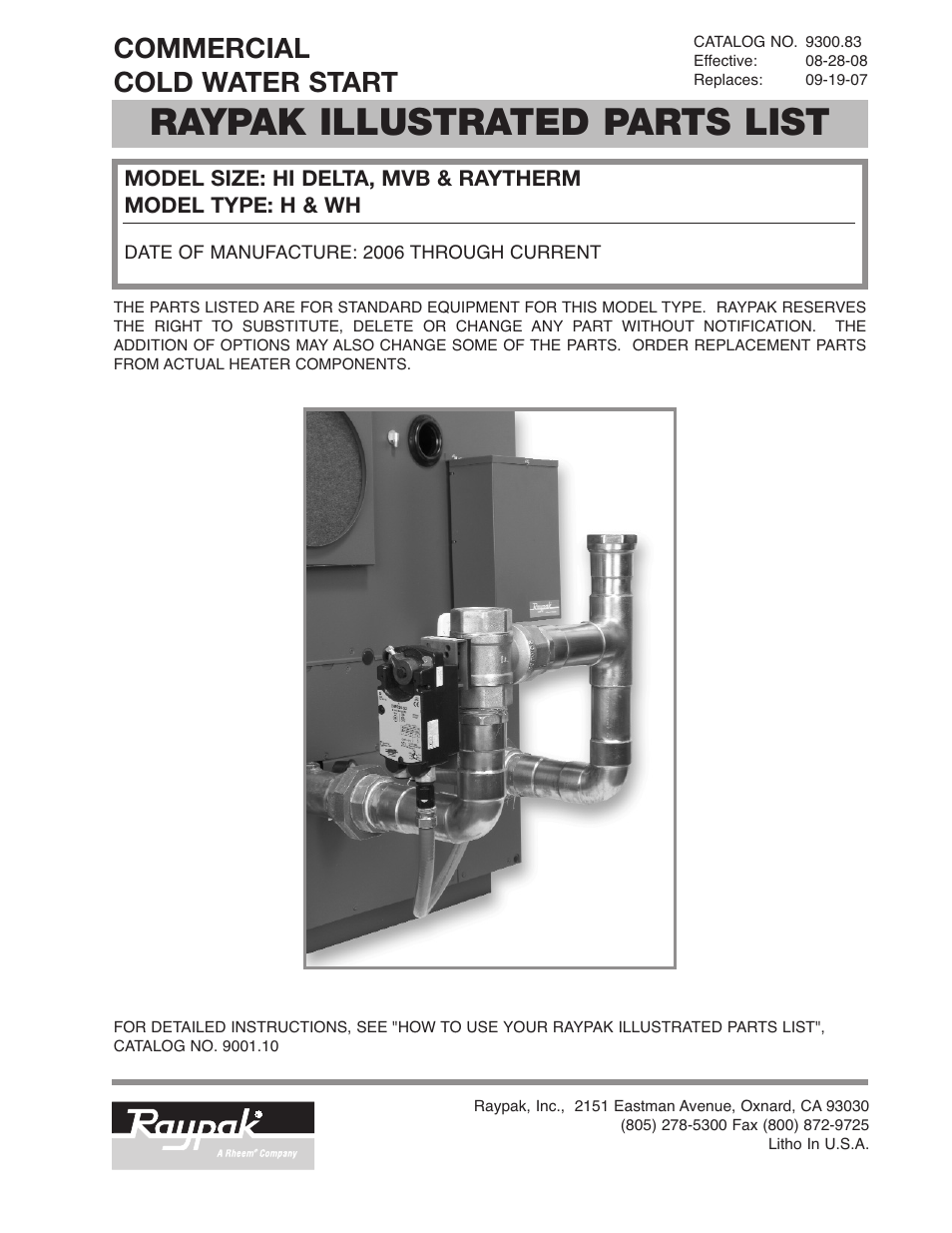 Raypak Commercial Cold Water Start User Manual | 5 pages