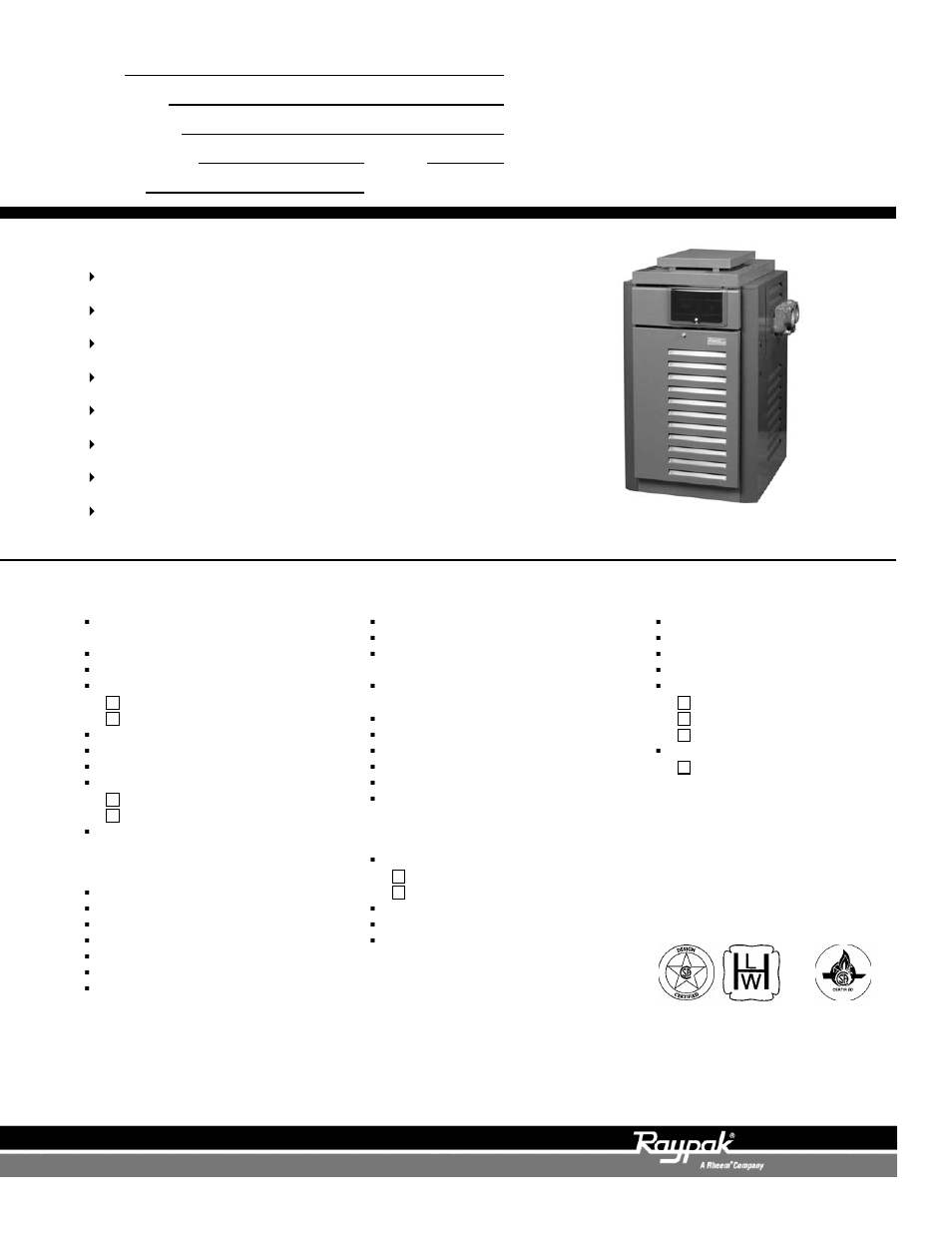 Raypak RP2100 ASME Series User Manual | 2 pages