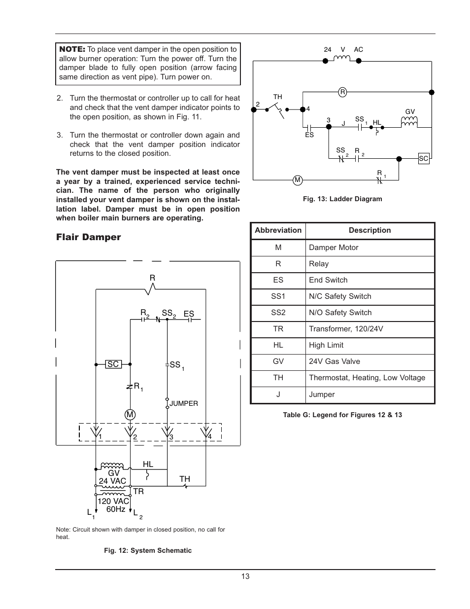 Flair damper | Raypak 0180B Type H User Manual | Page 13 / 40