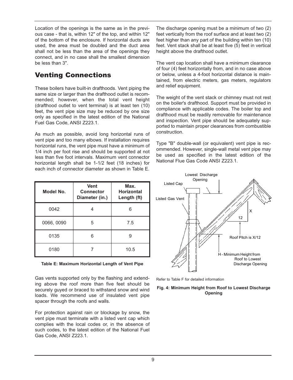 Venting connections | Raypak 0180B Type H User Manual | Page 9 / 40