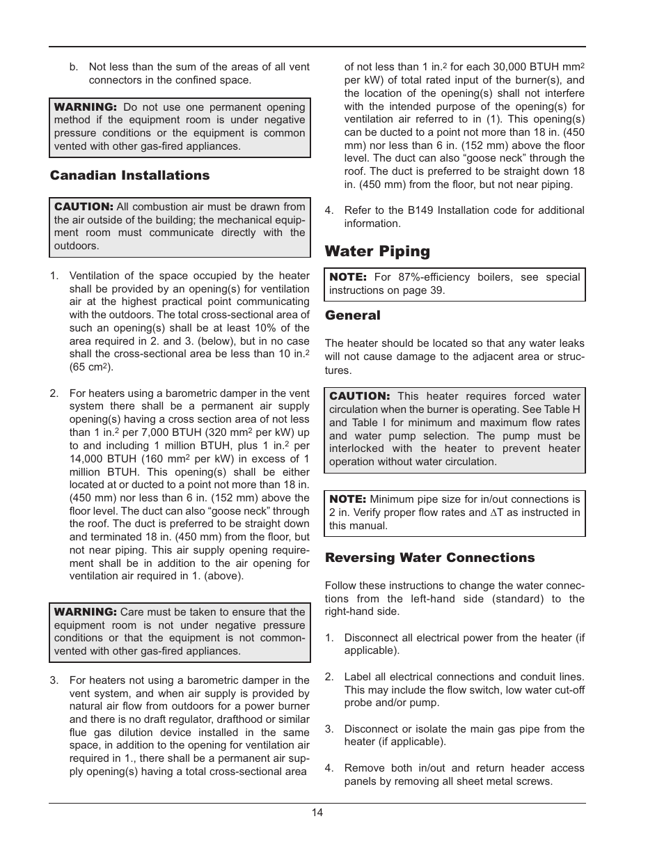 Water piping | Raypak 302B-902B User Manual | Page 14 / 60