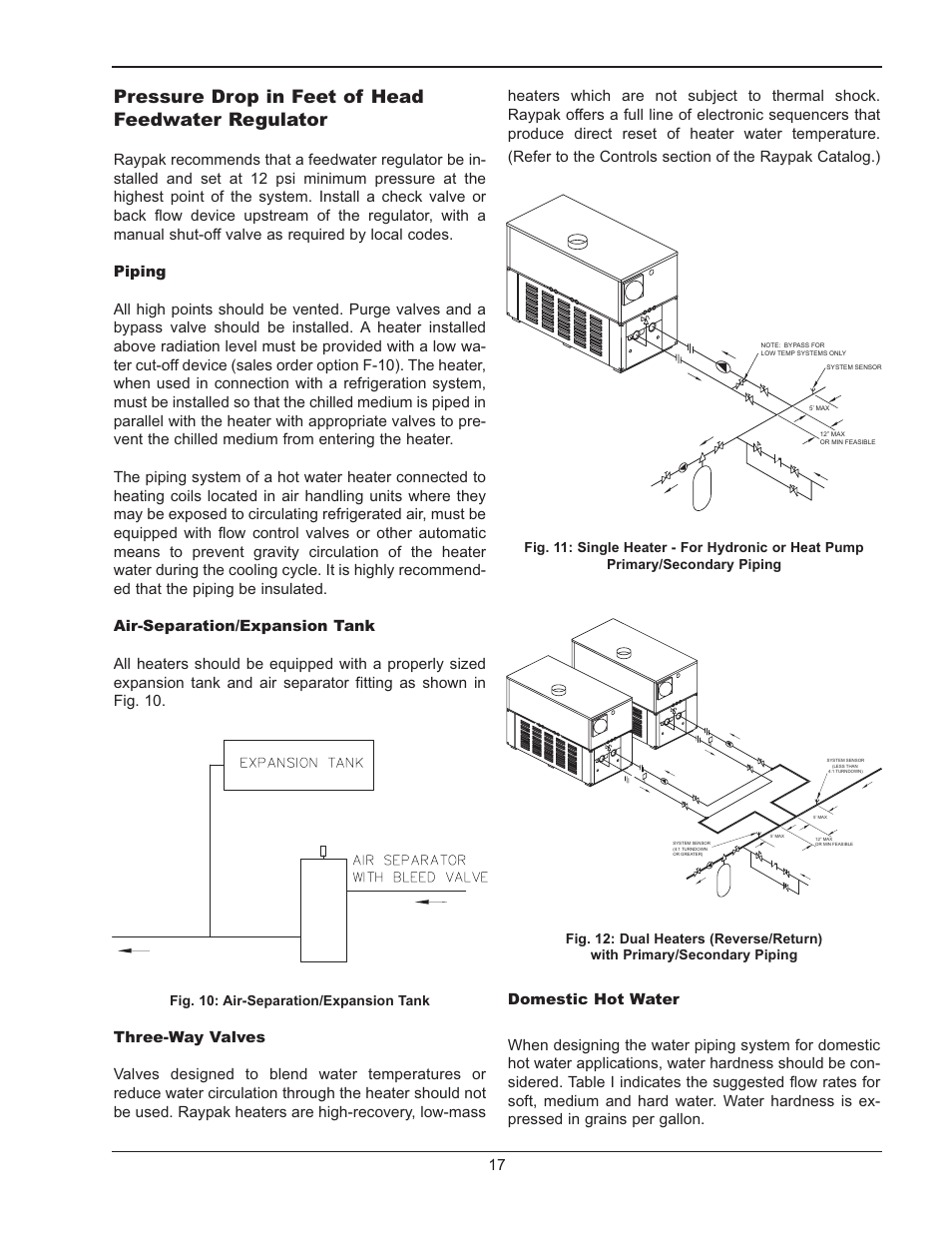 Pressure drop in feet of head feedwater regulator | Raypak 302B-902B User Manual | Page 17 / 60