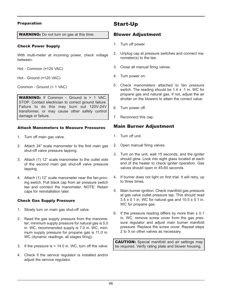 Start-up | Raypak 302B-902B User Manual | Page 46 / 60
