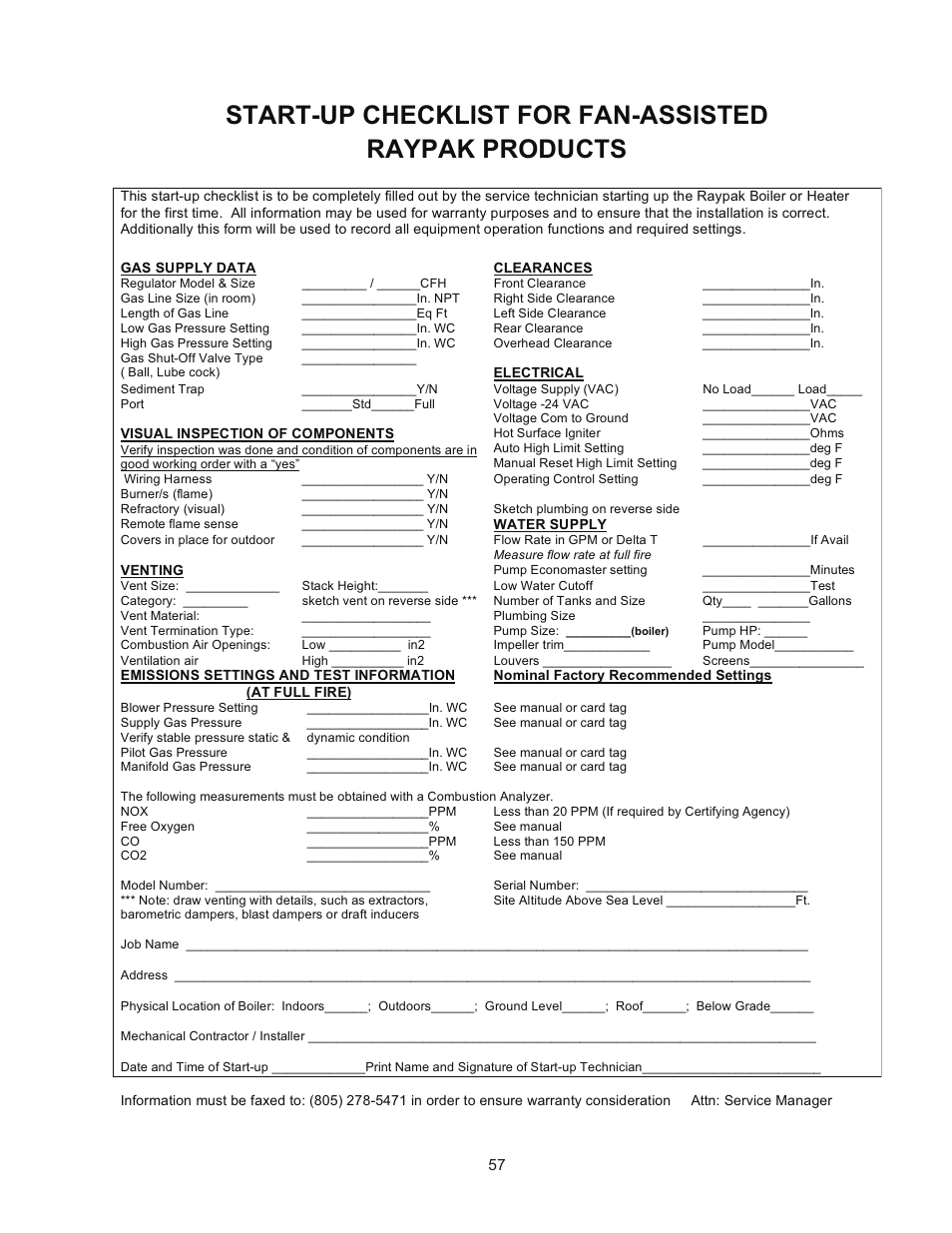 Raypak 302B-902B User Manual | Page 57 / 60