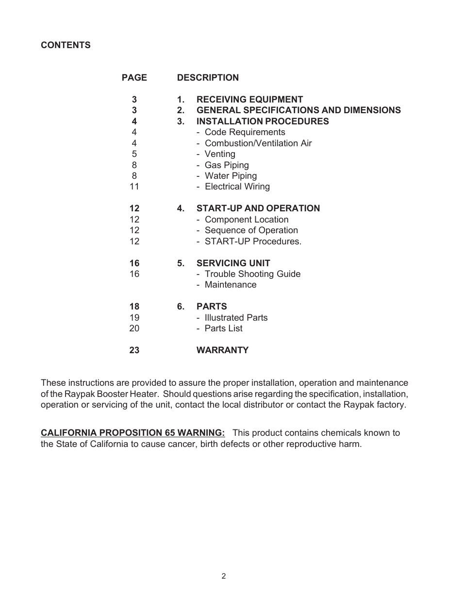 Raypak B-195 User Manual | Page 2 / 23