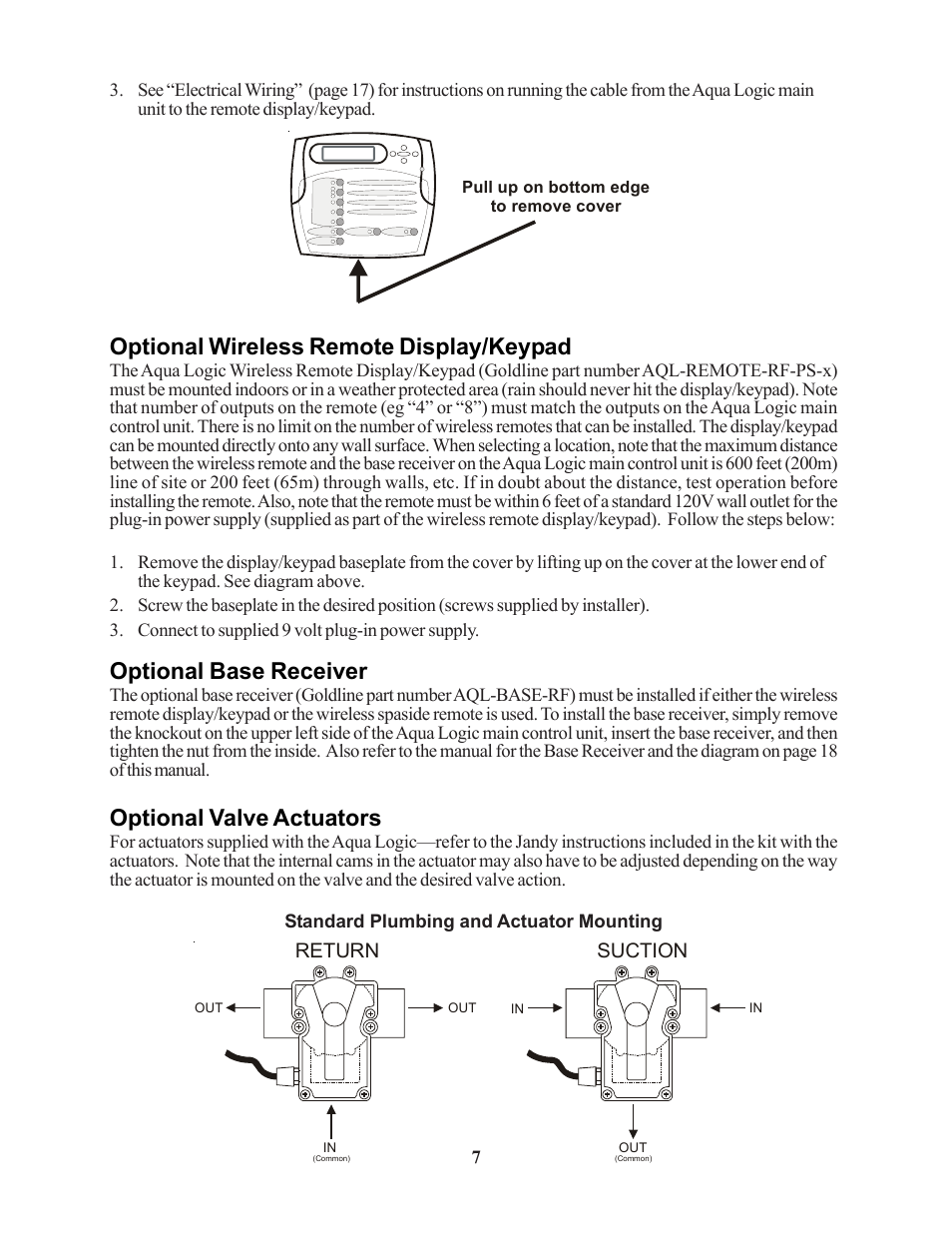 Optional wireless remote display/keypad, Optional base receiver, Optional valve actuators | Raypak PS-4 PS-8 User Manual | Page 10 / 32
