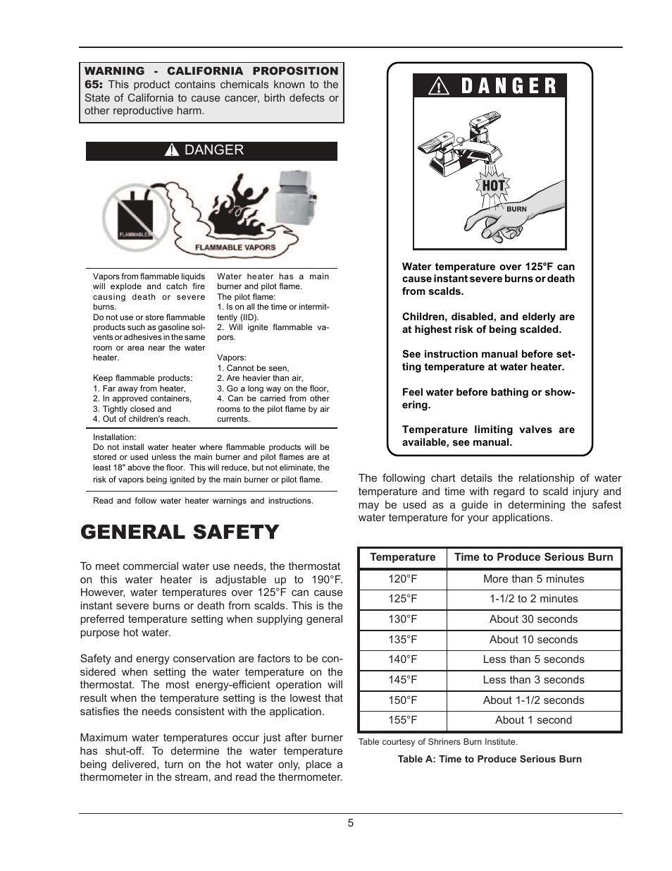General safety, Danger | Raypak 1334001 User Manual | Page 5 / 52